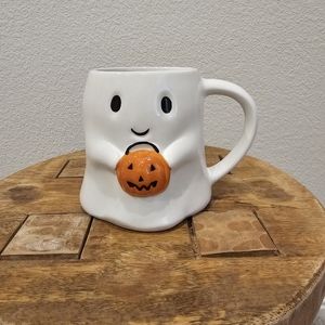 Cracker Barrel Ghost Mug with Pumpkin